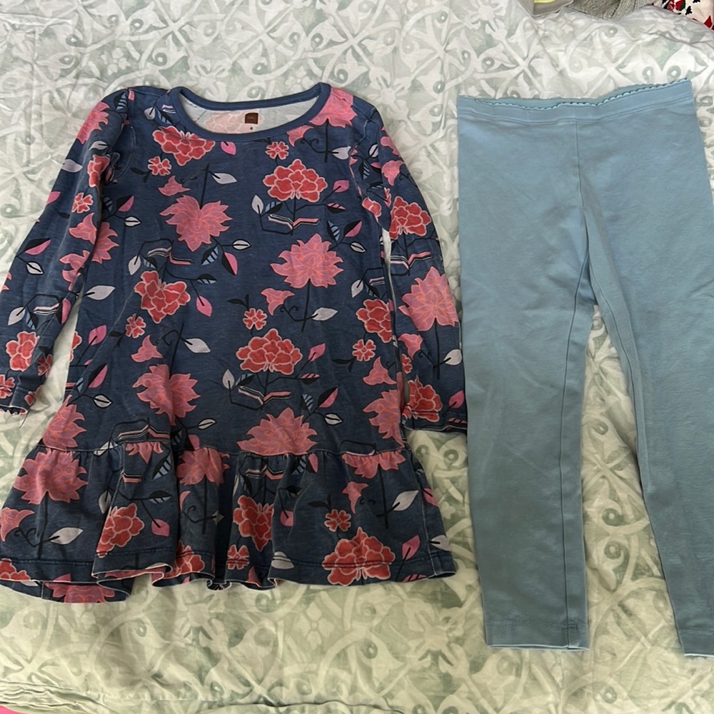 Tea Collection girls dress/tunic and pants 4-5